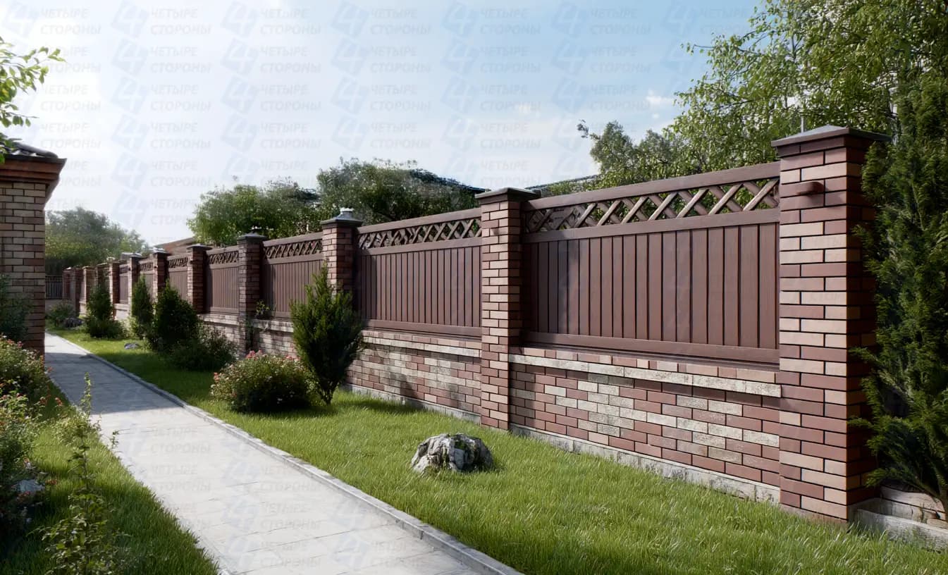 Гибкий кирпичный забор на усиленном каркасе
