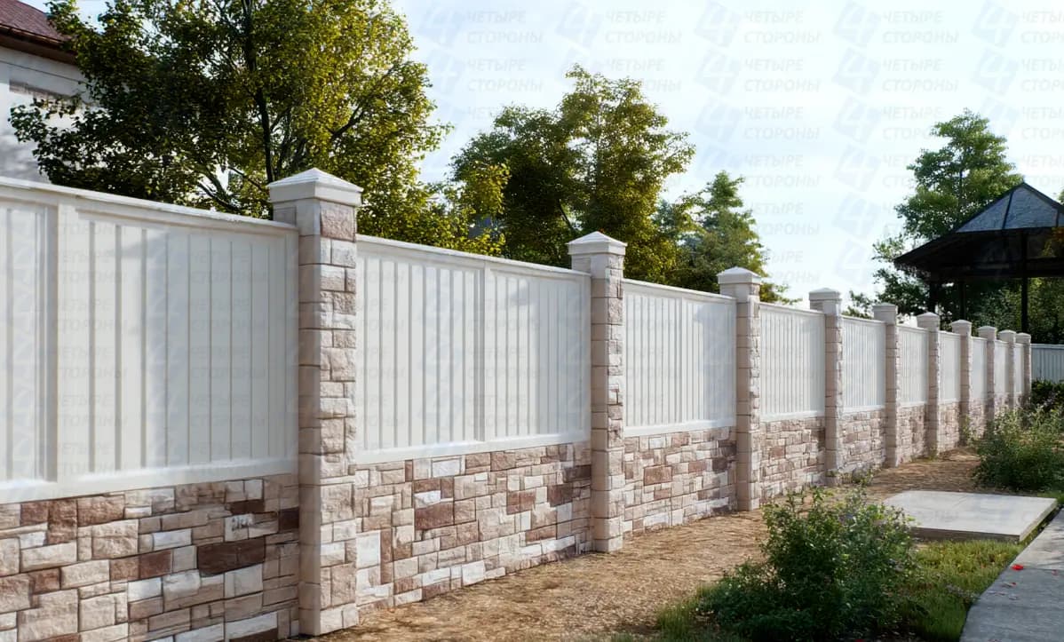 Бутовый забор с армированным каркасом и комбинированной кладкой