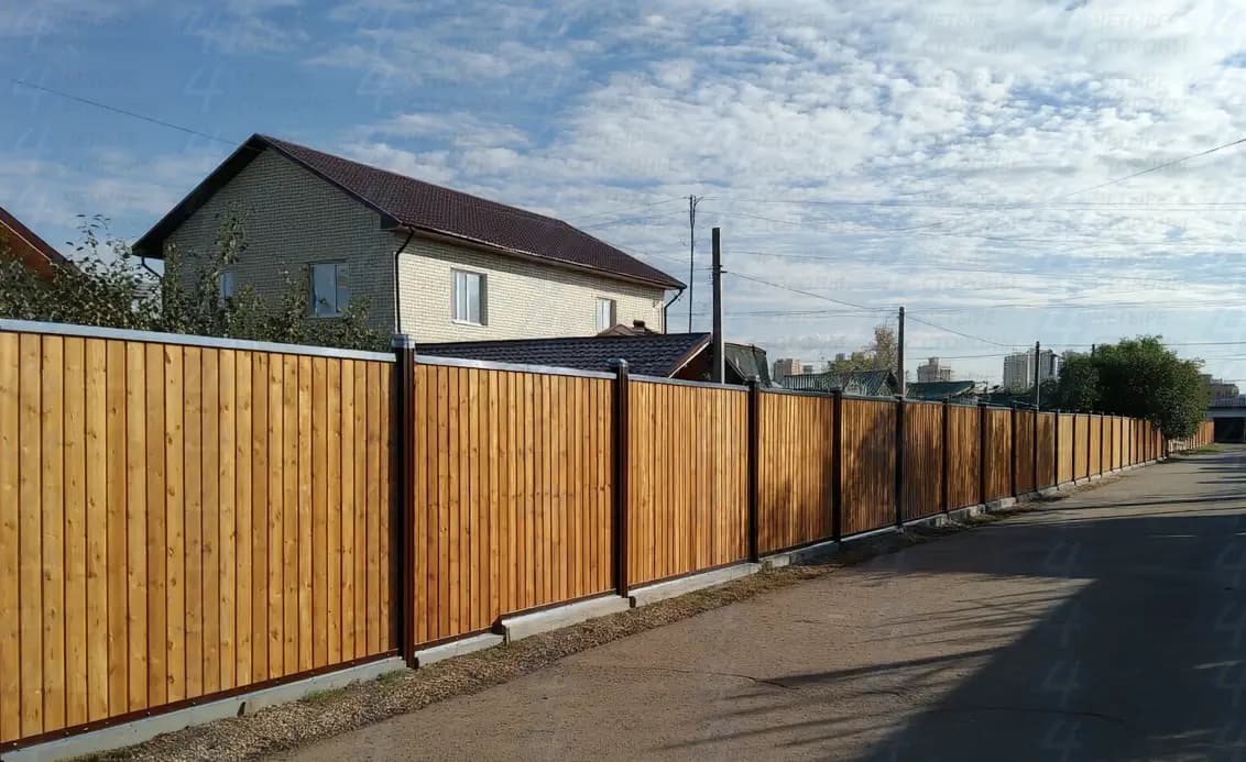 Комбинированный забор Дерево+Профнастил (эконом, сосна)