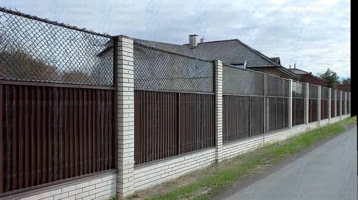 Комбинированный забор Сетка+Ковка (2 м, ячейка 50×50 мм)