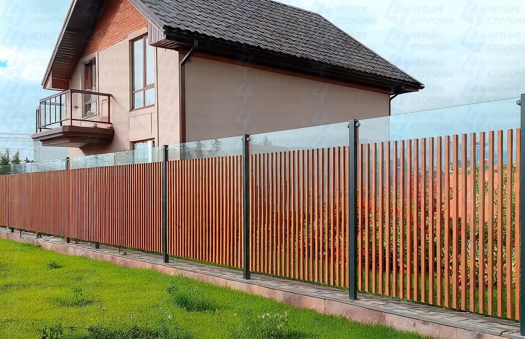 Забор Стекло+Металл Модерн (ультрасовременный, УФ-защита)