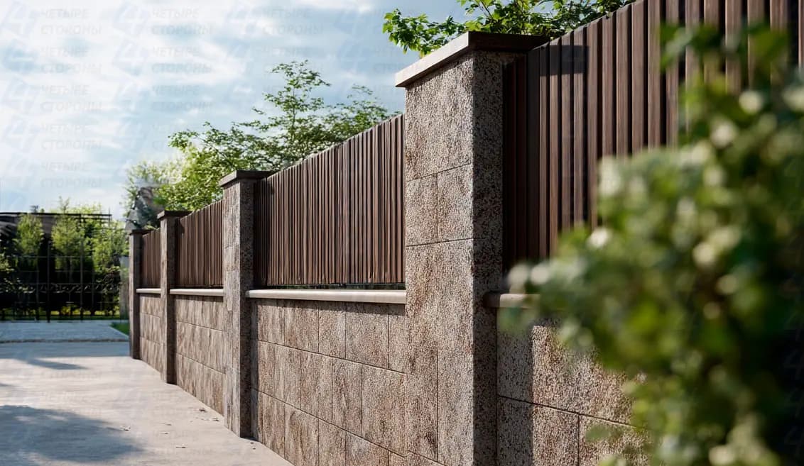 Бетонный забор с фактурой камня