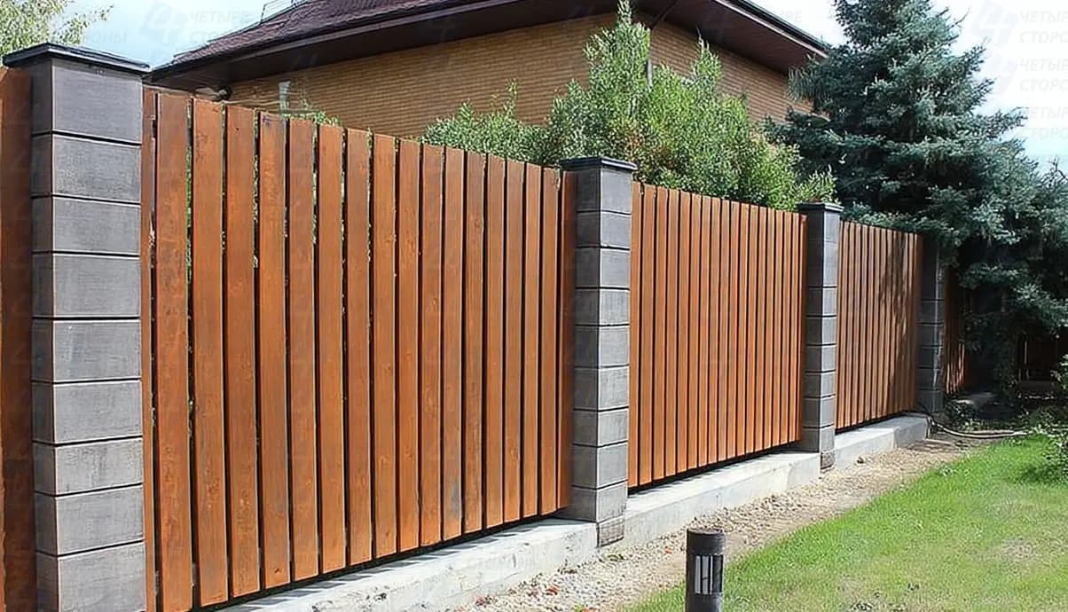 Люксовый металлический забор под дерево «Дуб»