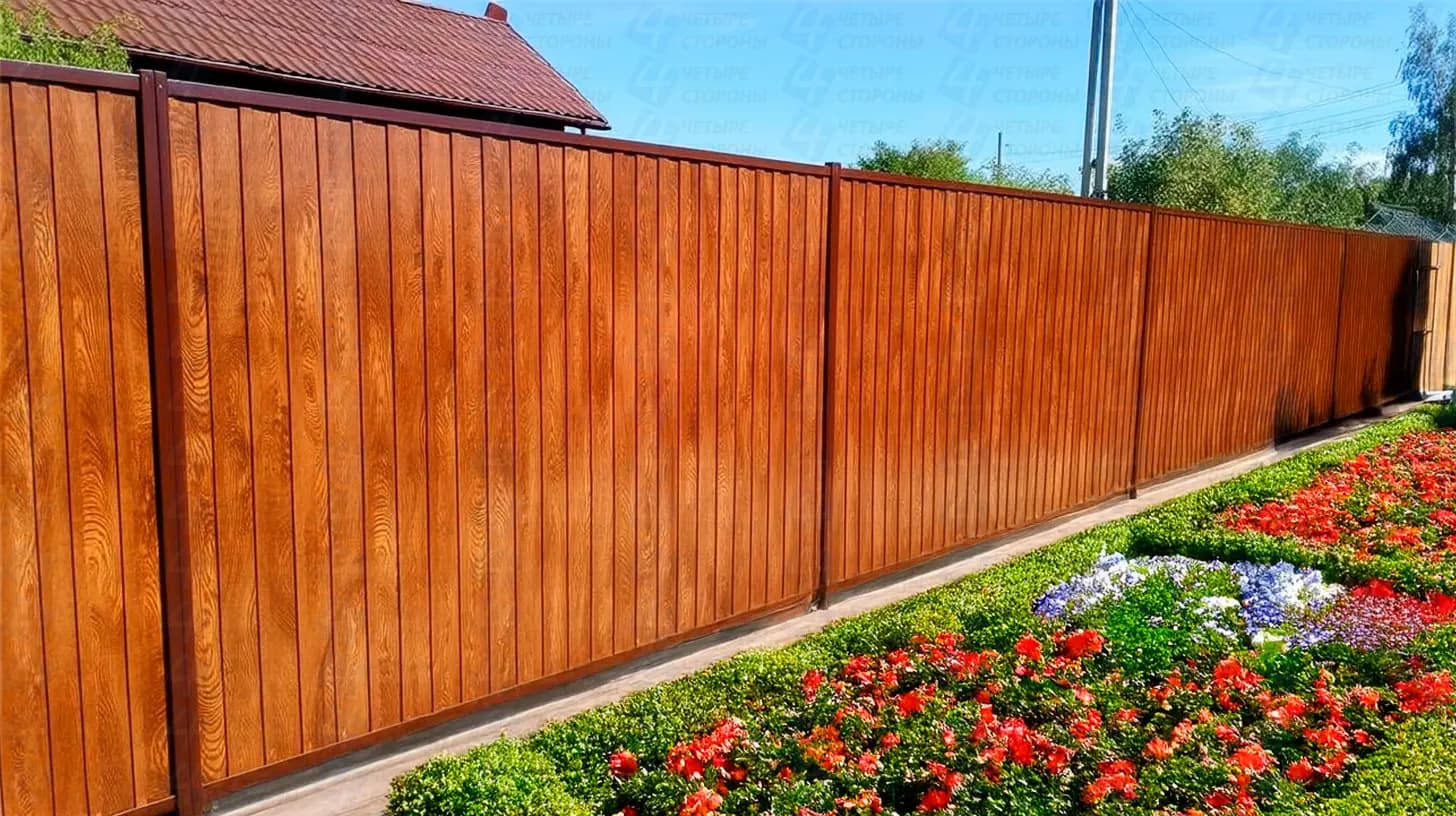 Металлический забор под дерево («Орех»)