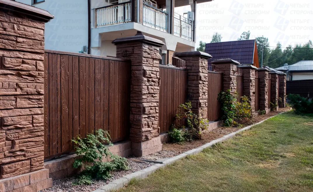 Экономичный забор из бутового камня (хаотичная кладка, 400 мм)