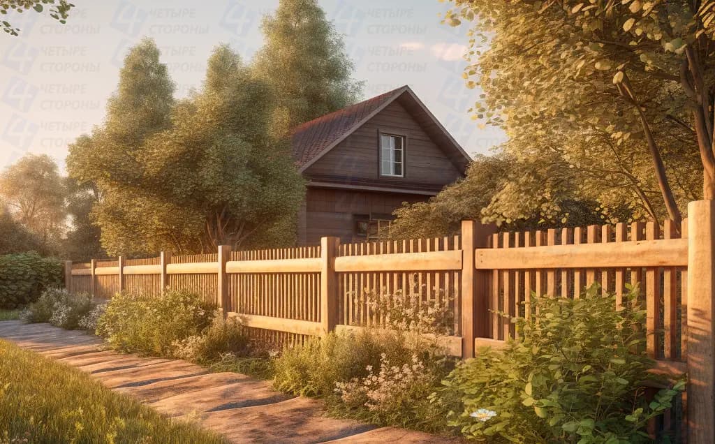 Деревянный забор Ранчо (термодревесина, натуральный цвет)